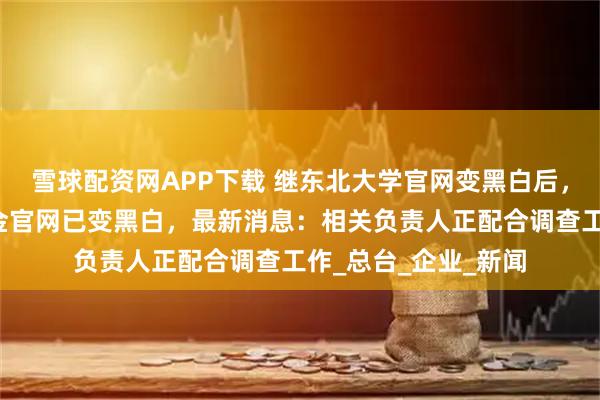 雪球配资网APP下载 继东北大学官网变黑白后，中国黄金、中金黄金官网已变黑白，最新消息：相关负责人正配合调查工作_总台_企业_新闻