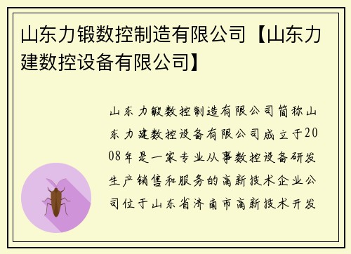 山东力锻数控制造有限公司【山东力建数控设备有限公司】